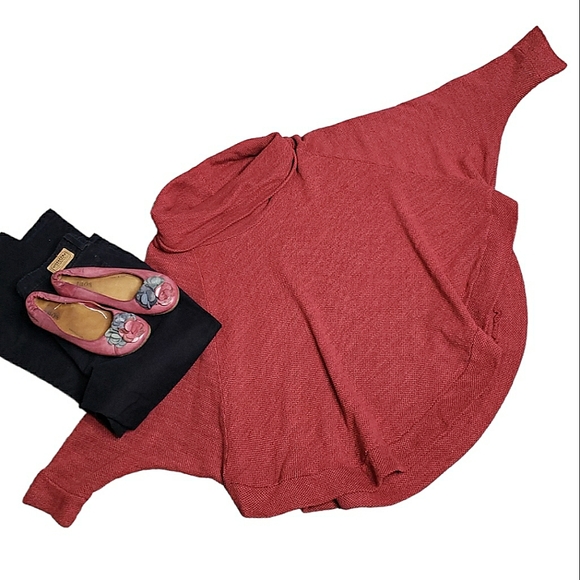 Plume & Thread USA Made Cowl Neck Poncho Top Coastal Grandma Gorp Size Medium - Picture 11 of 14